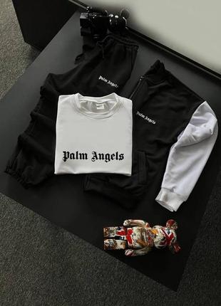 Чоловічий спортивний костюм palm angels бомбер + світшот + штани6 фото