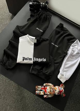 Чоловічий спортивний костюм palm angels бомбер + світшот + штани8 фото