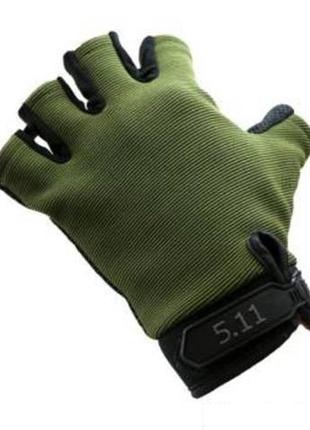 Тактические перчатки 5.11 короткопальцевые зелёные xl