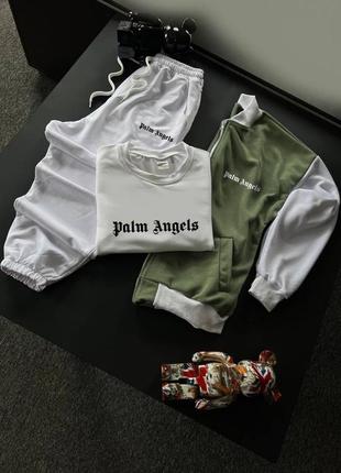 Чоловічий спортивний костюм palm angels бомбер + світшот + штани10 фото