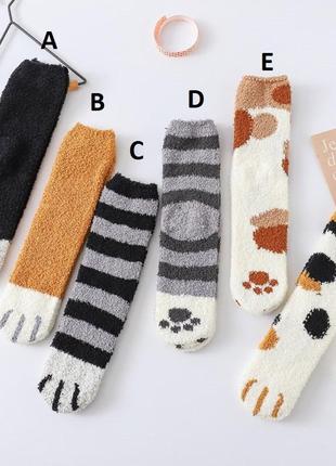 Теплые махровые носки кошачьи лапки пятнистые рыжие one size7 фото