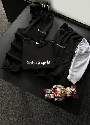 Чоловічий спортивний костюм palm angels бомбер + світшот + штани7 фото