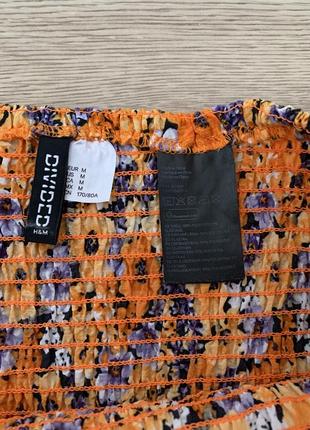 Мини юбка резинка с оборкой внизу и цветочным принтом h&m3 фото
