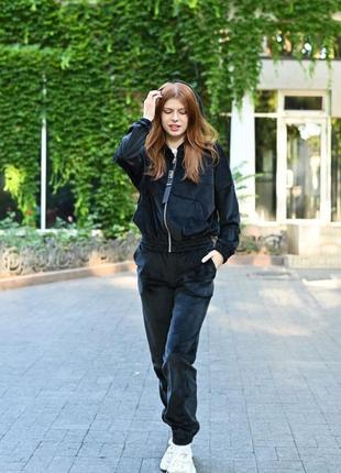 Женский спортивный костюм велюровый черный синий серый коричневый зимний