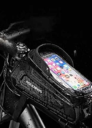 Сумка для велосипеда rockbros з тримачем для телефона на раму вологозахищена сумка для смартфона козирком