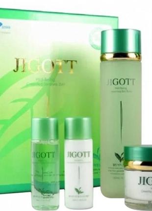 Набір для обличчя jigott well-being greentea (тонер, 150 мл + тонер, 30 мл + емульсія, 150 мл + емульсія, 30 мл + крем, 50 мл)