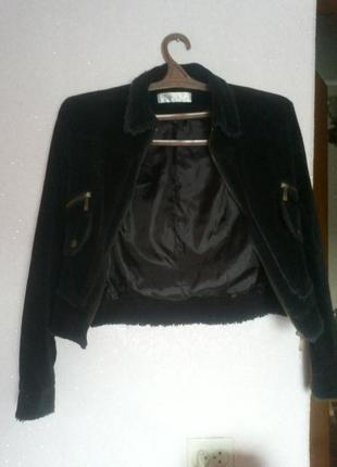 Черный вельветовый пиджак/куртка1 фото