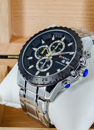 Мужские классические кварцевые стрелочные наручные часы с хронографом curren 8334 sb. металлический браслет