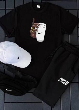 Спортивный комплект летний черный nike