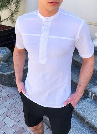 Рубашка мужская с коротким рукавом vpered голубая | мужская рубашка льняная9 фото