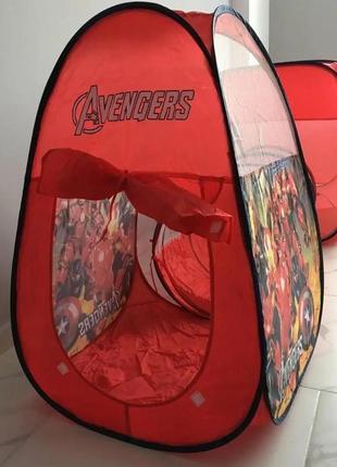 Детская палатка с туннелем супергерои марвел avengers игровой домик наляля5 фото