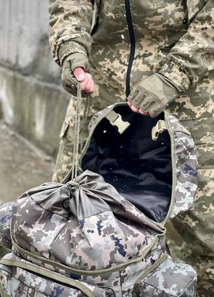 Рюкзак тактический большой на 100 литров армейский военный мужской shark пиксель коричневый камуфляж сумка4 фото