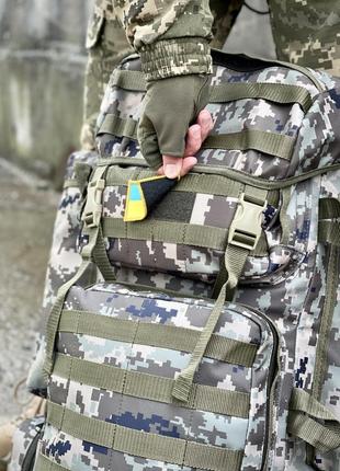 Рюкзак тактический большой на 100 литров армейский военный мужской shark пиксель коричневый камуфляж сумка10 фото