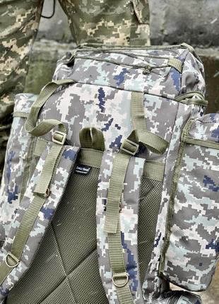 Рюкзак тактический большой на 100 литров армейский военный мужской shark пиксель коричневый камуфляж сумка8 фото