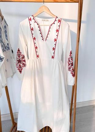 Платье-вышиванка женское ulyana летнее белое | женское вышитое платье хлопковое10 фото