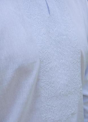 Качественная мужская вышиванка лен/белая, черная вышиванка герб/черная, белая вышитая...