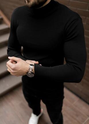 Гольф мужской basic черный теплый зимний стойка эластичный кофта мужская