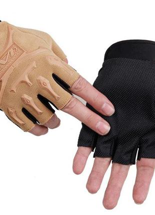 Тактические перчатки mechanix wear короткопальцевые утеплённые с защитой на косточки коричневые  one size