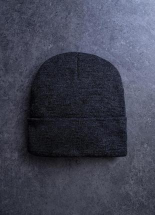 Шапка зимова з підворотом чоловіча жіноча shond темно-сіра шапка унісекс зима тепла