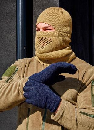 Шапка балаклава + перчатки комплект тактический skyd песочный-черный шапка хомут зимняя армейская военная5 фото
