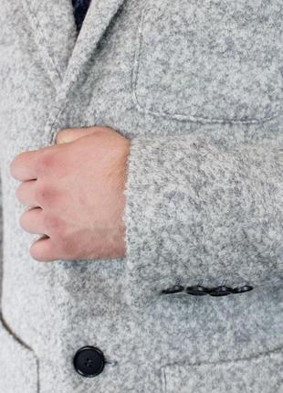Пальто мужское кашемировое двубортное grof серое | пальто весеннее осеннее демисезонное8 фото