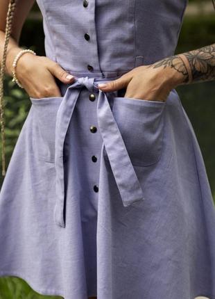 Сарафан жіночий лляний airy літній смарагдовий плаття жіноче з льону літнє5 фото