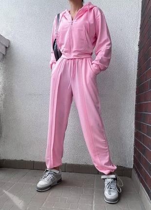 Женский костюм прогулочный двунитка «freedom» розовый1 фото