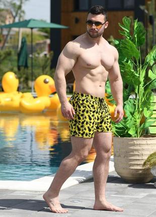 Плавки мужские шорты пляжные с сеткой плавательные летние ананасы синие шорты для...