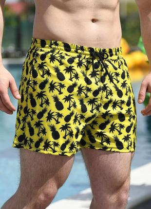 Плавки мужские шорты пляжные с сеткой плавательные летние ананасы синие шорты для...