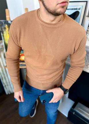 Кофта мужская теплая демисезонная elips мокко | свитер мужской весенний осенний пуловер шерсть