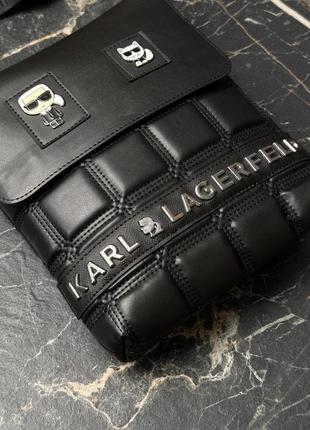 Сумка кожаная karl lagerfeld мужская через плечо барсетка мессенджер кожаный карл лагерфельд люкс качества