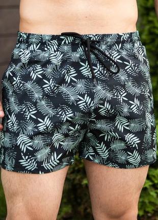 Шорты пляжные мужские с принтом paporot | плавательные шорты с сеткой на лето