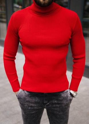 Гольф рубчик мужской зимний hem красный водолазка с подворотом кофта мужская облегающая