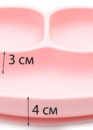 Набор силиконовая тарелка коврик для кормления ребенка 22х15 см и слюнявчик пвх розовый (n-1071)3 фото