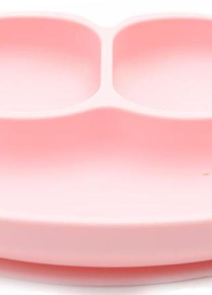 Набор силиконовая тарелка коврик для кормления ребенка 22х15 см и слюнявчик пвх розовый (n-1071)5 фото