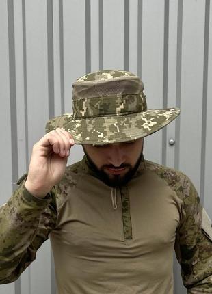 Панама чоловіча тактична армійська hano камуфляжний піксель капелюх панама військова літня із сіткою мілітарі