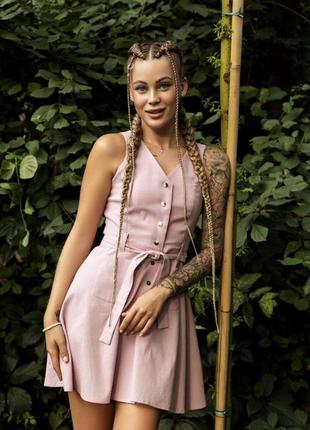 Сарафан женский льняной airy летний розовый  платье женское из льна летнее