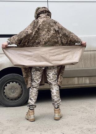 Дождевик тактический зсу плащ пиксель камуфляж армейский дождевик пончо военный накидка с капюшоном8 фото