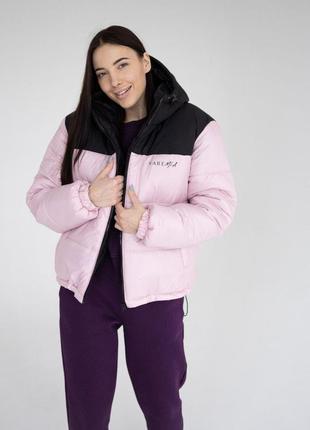 Куртка женская зимняя zefir дутая розовая | пуховик женский теплый плащевка с капюшоном