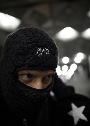 Балаклава мужская зимняя mask черная шапка-баф мужской маска барашковая теплая