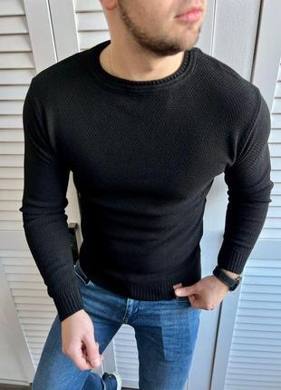 Кофта мужская теплая демисезонная elips черная | свитер мужской весенний осенний пуловер шерсть4 фото