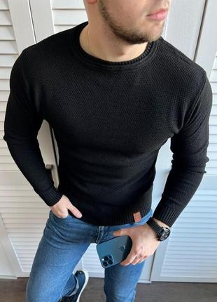 Кофта мужская теплая демисезонная elips черная | свитер мужской весенний осенний пуловер шерсть3 фото
