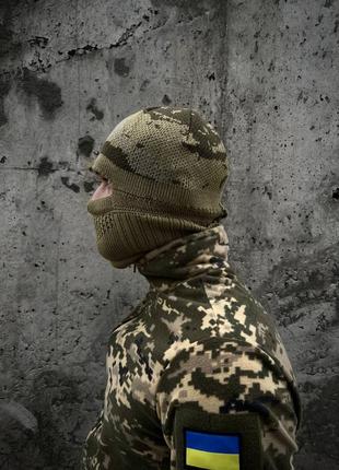 Балаклава шапка тактическая зимняя мужская tera пиксель олива  шапка хомут армейская военная4 фото