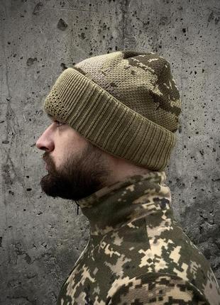 Балаклава шапка тактическая зимняя мужская tera пиксель олива  шапка хомут армейская военная9 фото