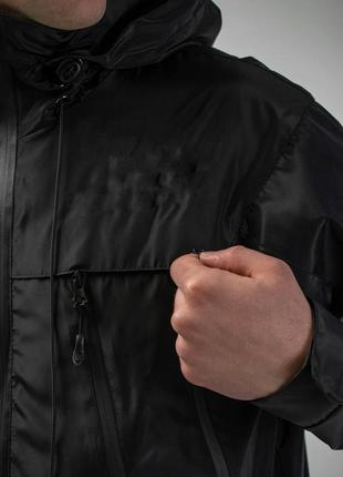 Ветровка мужская осенняя весенняя false черная куртка повседневная плащевка легкая весна осень с капюшоном3 фото