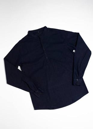 Рубашка мужская льняная с длинным рукавом классическая летняя band белая рубашка...