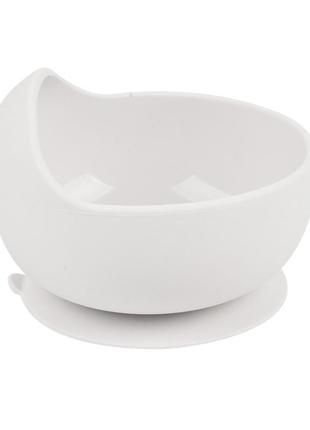 Силиконовая круглая глубокая тарелка y23 для первых блюд на присоске серый (vol-10145)