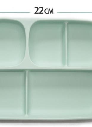 Набір посуду 2life п'яти-секційна тарілка а3, ложка, поїльник і слюнявчик зелений2 фото