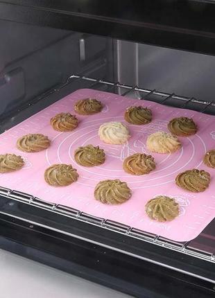 Силиконовый антипригарный коврик для выпечки и раскатки теста 40 х 30 см розовый (vol-1837)4 фото