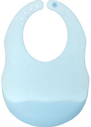 Слюнявчик силиконовый детский с карманчиком полупрозрачный 29,5х20,5 см голубой (vol-10205)